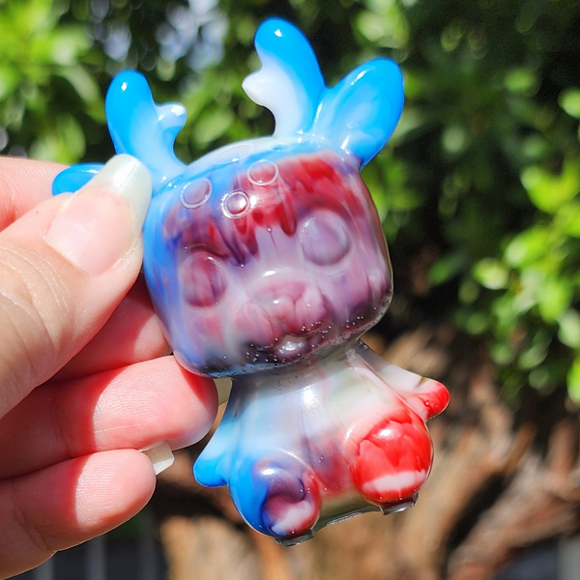 Resin Reindeer Figure - Blue, Red and White