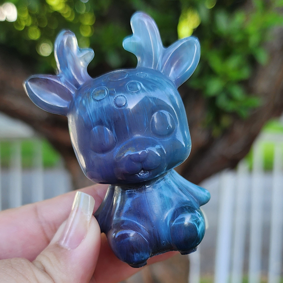 Resin Reindeer Figure - Blues and Purples