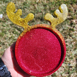 Reindeer Tray Yellow Gold and Red