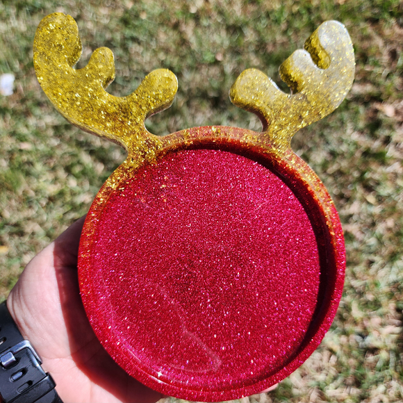Reindeer Tray Yellow Gold and Red