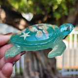 Resin Sea Turtle - Ocean Green with Mini Shells