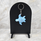 Resin Sea Turtle Keychain - White, Blue and Silver
