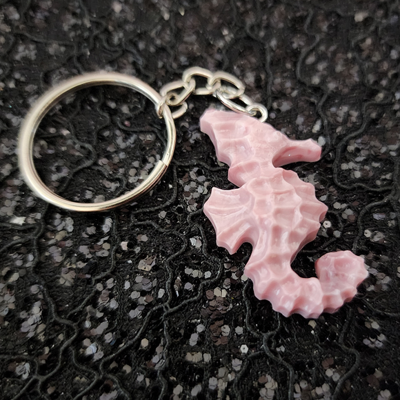 Resin Seahorse Keychain - Pink, Mauve and White