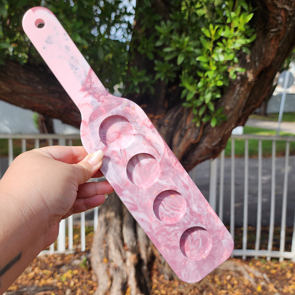 Resin Shot Glass Tray - Pink, Mauve, White & Gold Flakes Marbled