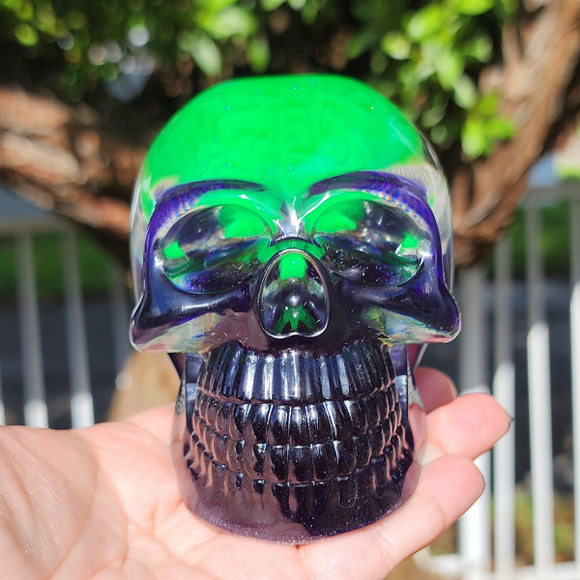Resin Skull - Green Brain