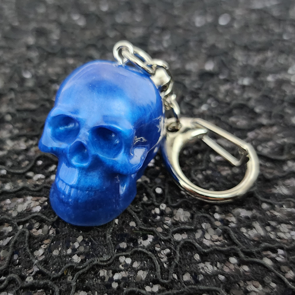 Resin Skull Keychain - Blue