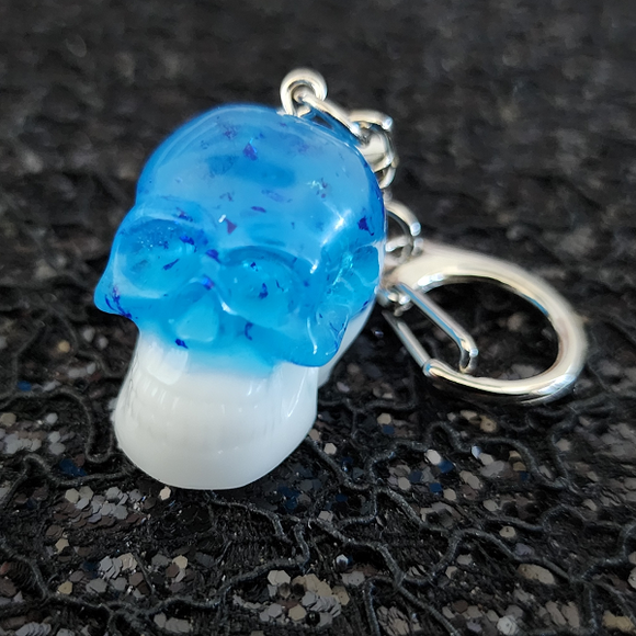 Resin Skull Keychain - Blue and White