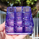 Small Resin Makeup Storage - Purple with Star Glitter