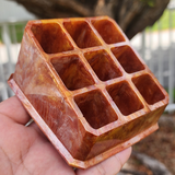 Small Makeup Storage - Red, Orange and Gold Marbled