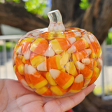 Resin Small Pumpkin Jar - Candy Corn