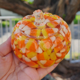 Resin Small Pumpkin Jar - Candy Corn