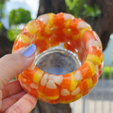 Resin Small Pumpkin Jar - Candy Corn