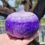 Resin Small Pumpkin Jar - Purple and Iridescent Purple with Flakes