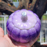 Resin Small Pumpkin Jar - Purple and Iridescent Purple with Flakes