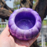 Resin Small Pumpkin Jar - Purple and Iridescent Purple with Flakes