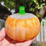 Resin Small Pumpkin Jar - Orange with Opal Glitter