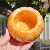 Resin Small Pumpkin Jar - Orange with Opal Glitter