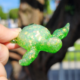 Resin Small Sea Turtle - Green with Opal Glitter