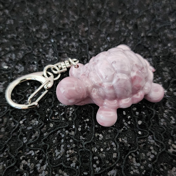 Resin Small Turtle Keychain - Pink, Mauve and White