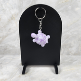 Resin Small Turtle Keychain - White and Purple