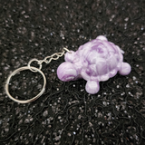 Resin Small Turtle Keychain - White and Purple
