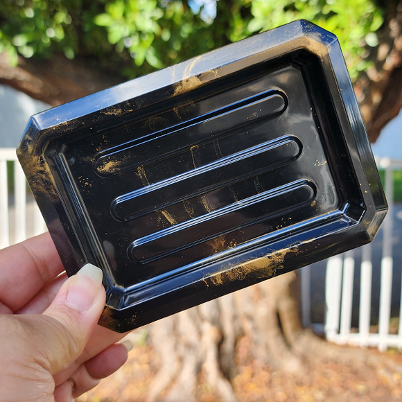 Resin Soap Dish - Black and Gold