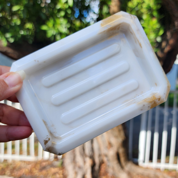 Resin Soap Dish - White and Gold