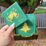 Resin Square Coaster Set - Green Christmas Themed