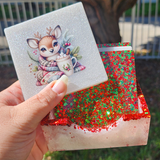 Resin Square Coaster Set - Reindeer Christmas Themed
