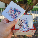 Resin Square Coaster Set - Reindeer Christmas Themed