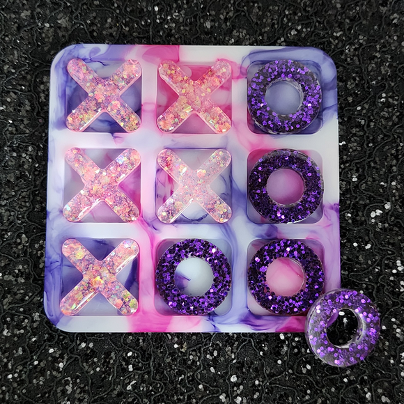 Resin Tic Tac Toe - Pink and Purple