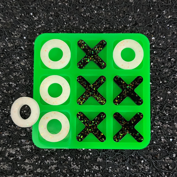 Resin Tic Tac Toe - Green, Black and Pearl Orange