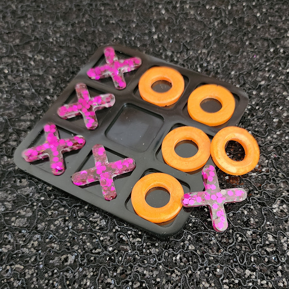 Tik Tac Toe - Black, Orange and Purple Glitter