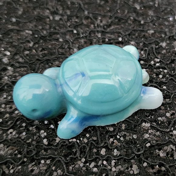 Resin Turtle - Blue, Green and White Marbled
