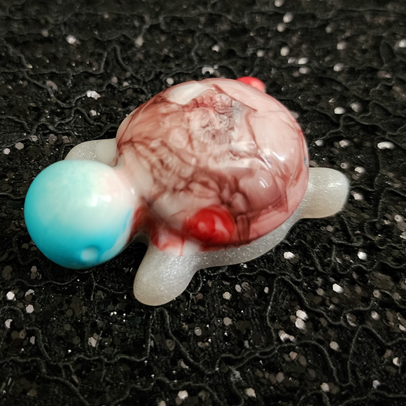 Resin Turtle - Blue, Red and White