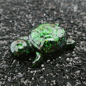 Resin Turtle - Green Glitter and Black