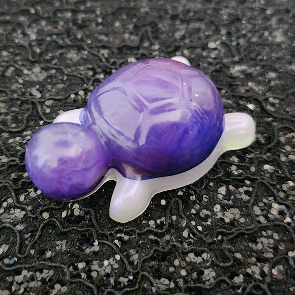 Resin Turtle - Purple Marble and White