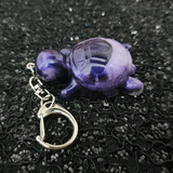 Resin Turtle Keychain - Black and Iridescent Purple Marbled