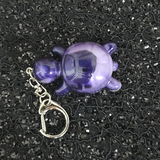Resin Turtle Keychain - Black and Iridescent Purple Marbled