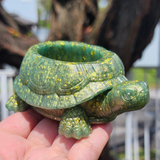 Resin Turtle Planter - Green with Glitter