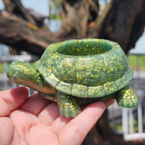 Resin Turtle Planter - Green with Glitter