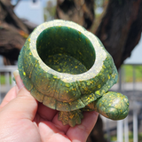 Resin Turtle Planter - Green with Glitter