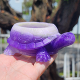 Resin Turtle Planter - Purple and Iridescent Purple with Glitter