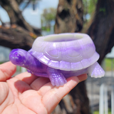 Resin Turtle Planter - Purple and Iridescent Purple with Glitter