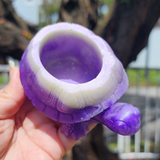 Resin Turtle Planter - Purple and Iridescent Purple with Glitter