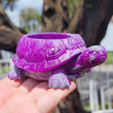 Resin Turtle Planter - Purple and Mint Green with Glitter
