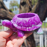 Resin Turtle Planter - Purple and Mint Green with Glitter