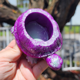 Resin Turtle Planter - Purple and Mint Green with Glitter