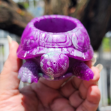 Resin Turtle Planter - Purple and Mint Green with Glitter