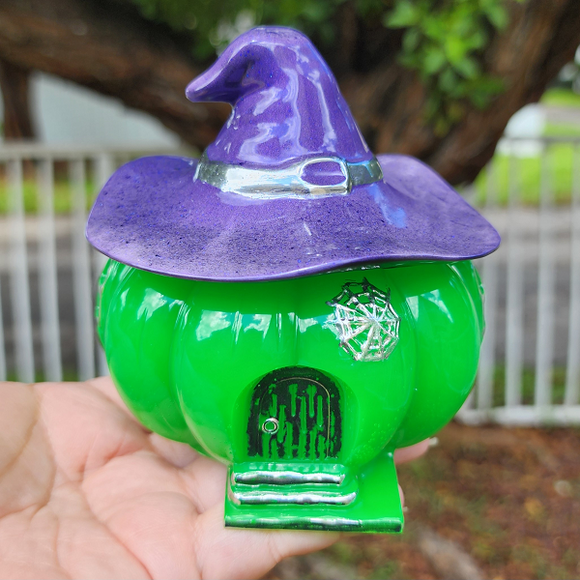 Resin Witch House Trinket Storage - Purple and Green
